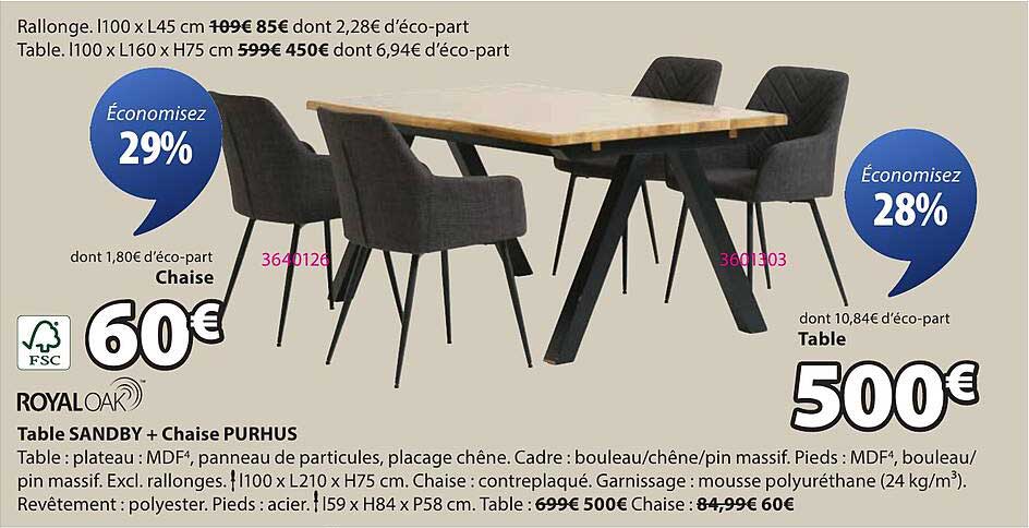 Table SANDBY + Chaise PURHUS