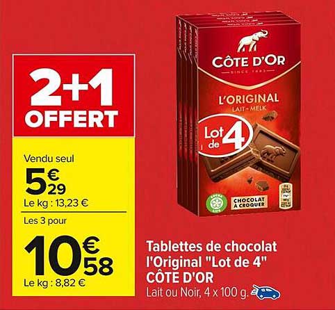 Tablettes de chocolat l'Original "Lot de 4" CÔTE D'OR