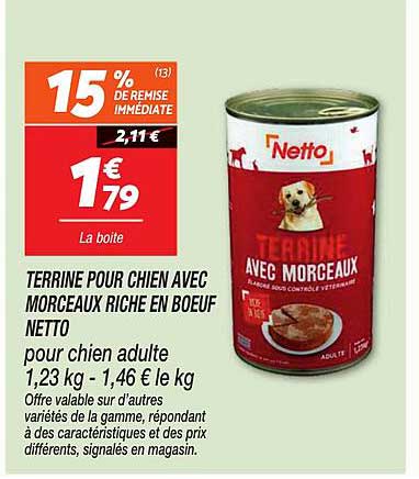 TERRINE POUR CHIEN AVEC MORCEAUX RICHE EN BOEUF NETTO