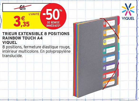 TRIEUR EXTENSIBLE 8 POSITIONS RAINBOW TOUCH A4 VIQUEL