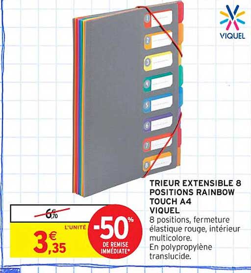 TRIEUR EXTENSIBLE 8 POSITIONS RAINBOW TOUCH A4 VIQUEL