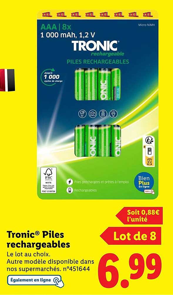 Tronic® Piles rechargeables