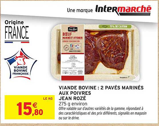 VIANDE BOVINE : 2 PAVÉS MARINÉS AUX POIVRES