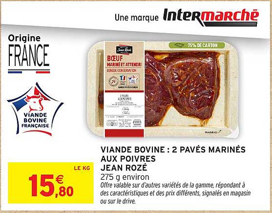 VIANDE BOVINE : 2 PAVÉS MARINÉS AUX POIVRES