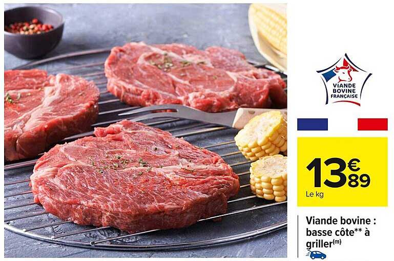 Viande bovine : basse côte** à griller