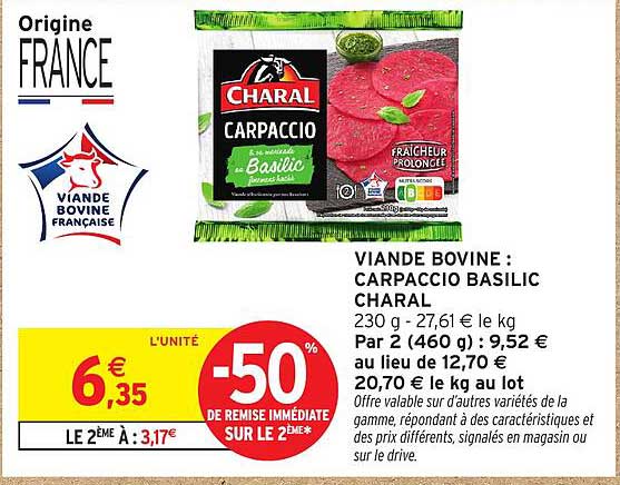 VIANDE BOVINE : CARPACCIO BASILIC CHARAL