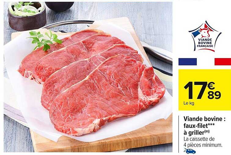 Viande bovine : faux-filet*** à griller