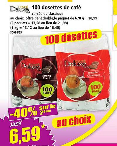 100 dosettes de café