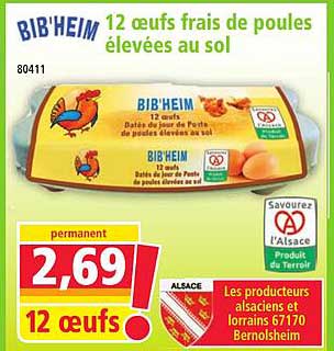 12 oeufs frais de poules élevées au sol