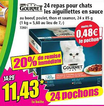 24 repas pour chats les aiguillettes en sauce
