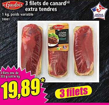 3 filets de canard(a) extra tendres