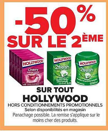 -50% SUR LE 2ÈME SUR TOUT HOLLYWOOD