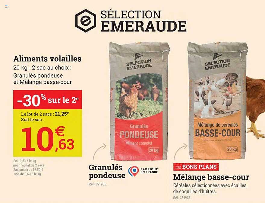 Aliments volailles 20 kg - 2 sac au choix : Granulés pondeuse et Mélange basse-cour