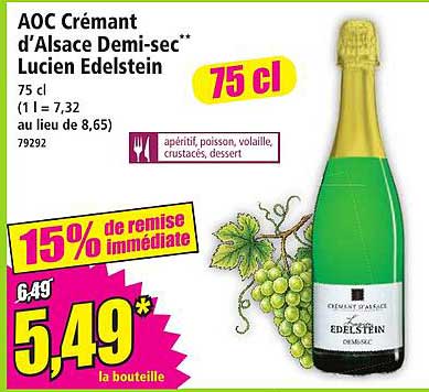 AOC Crémant d’Alsace Demi-sec** Lucien Edelstein