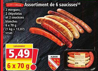 Assortiment de 6 saucisses(a)