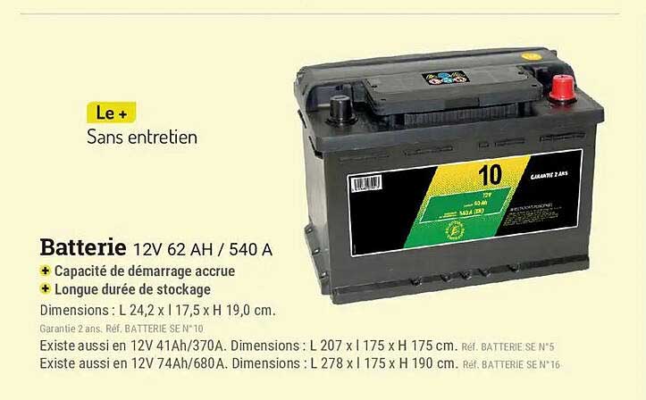 Batterie 12V 62 AH / 540 A