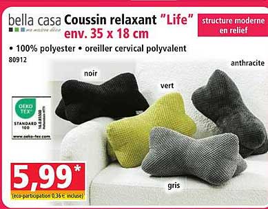 bella casa Coussin relaxant “Life” env. 35 x 18 cm