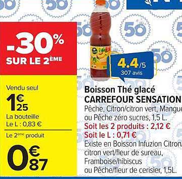 Boisson Thé glacé CARREFOUR SENSATION