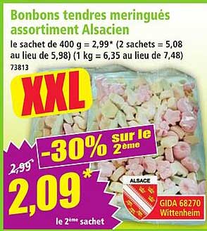 Bonbons tendres meringués assortiment Alsacien
