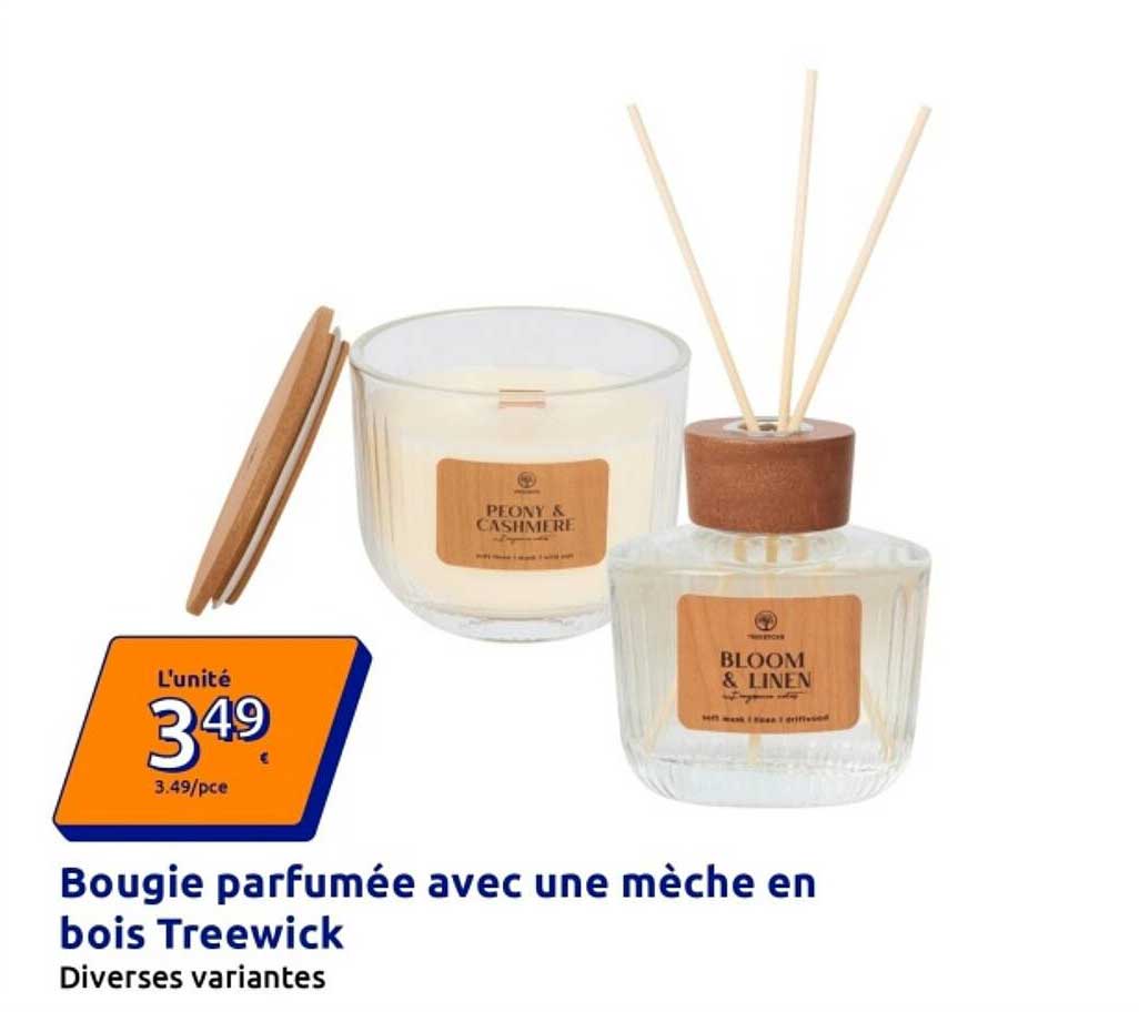 Bougie parfumée avec une mèche en bois Treewick