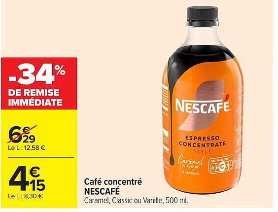 Café concentré NESCAFÉ Caramel, Classic ou Vanille, 500 ml.