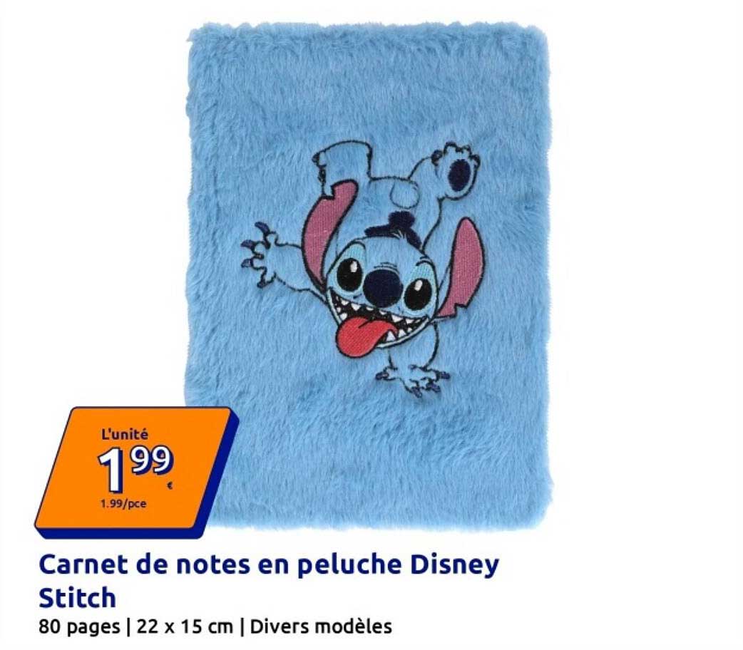 Carnet de notes en peluche Disney Stitch