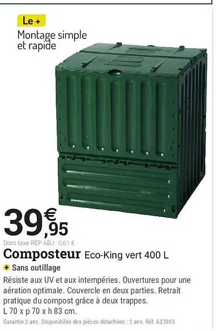 Composteur Eco-King vert 400 L