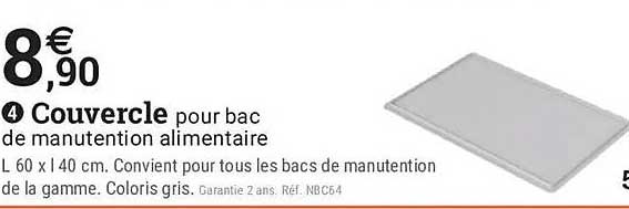 Couvercle pour bac de manutention alimentaire