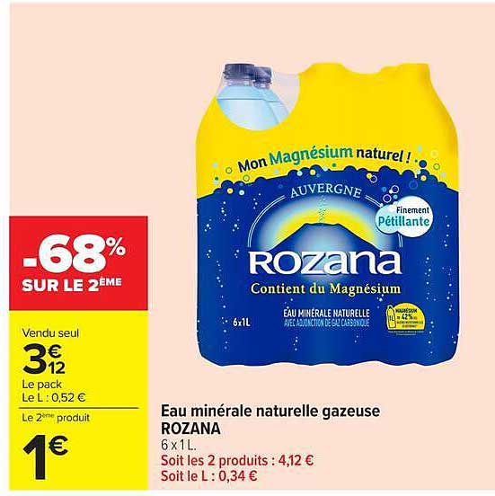 Eau minérale naturelle gazeuse ROZANA