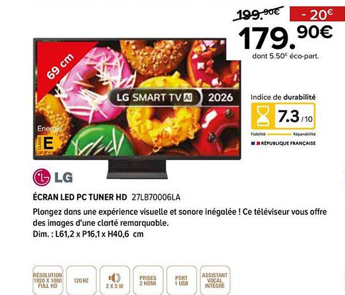 ÉCRAN LED PC TUNER HD 27LB70006LA