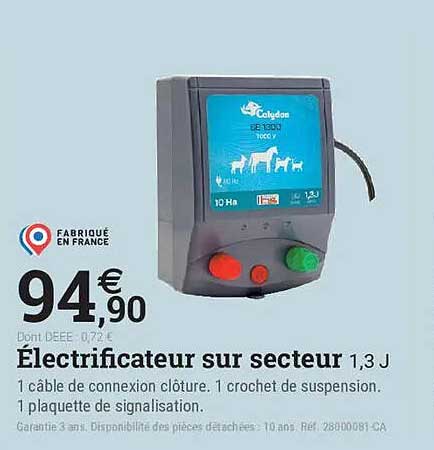 Électrificateur sur secteur 1,3 J