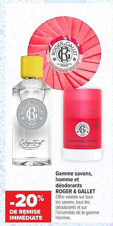Gamme savons, homme et déodorants ROGER & GALLET