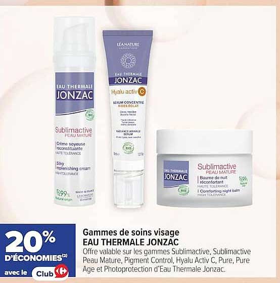 Gammes de soins visage EAU THERMALE JONZAC