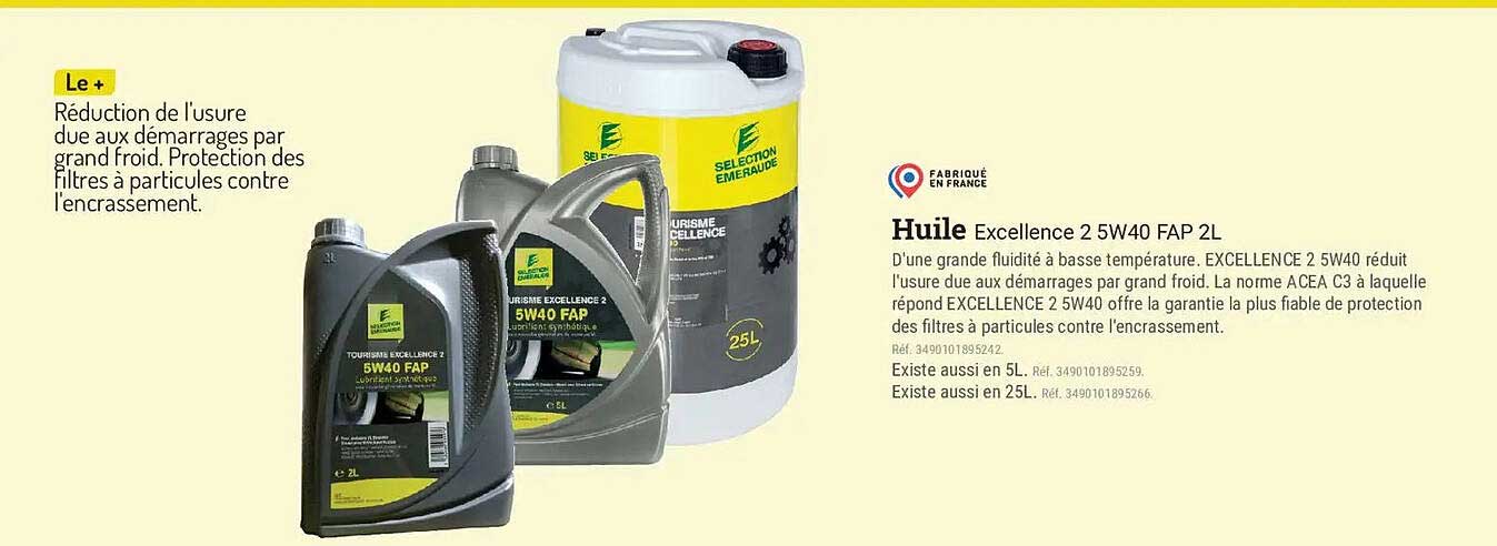 Huile Excellence 2 5W40 FAP 2L