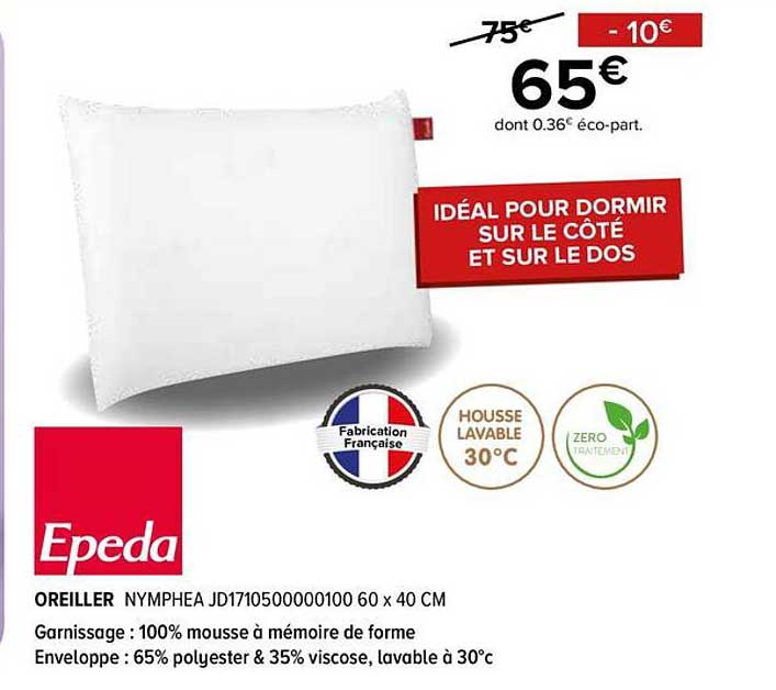 IDÉAL POUR DORMIR SUR LE CÔTÉ ET SUR LE DOS