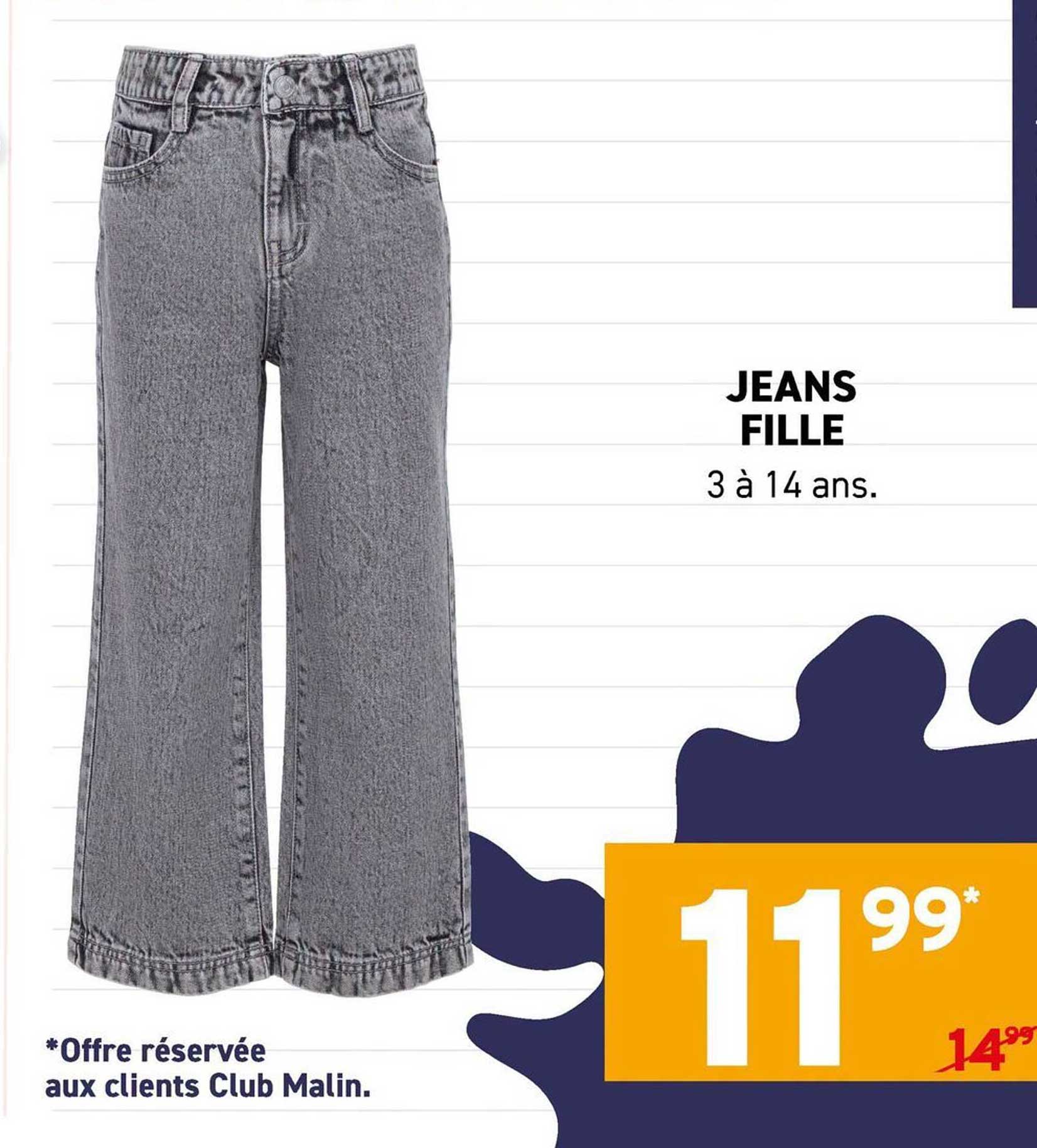 JEANS FILLE 3 à 14 ans.