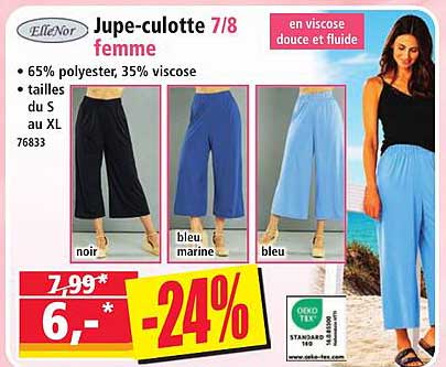Jupe-culotte 7/8 femme