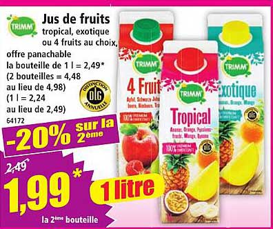 Jus de fruits tropical, exotique ou 4 fruits au choix