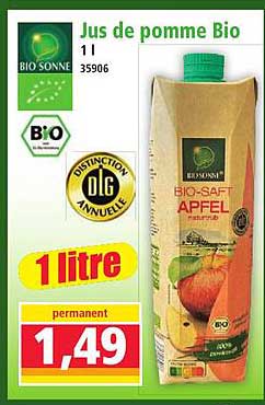 Jus de pomme Bio 1 l