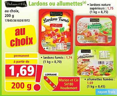 Lardons ou allumettes au choix, 200 g