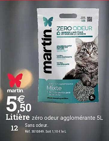 Litière zéro odeur agglomérante 5L