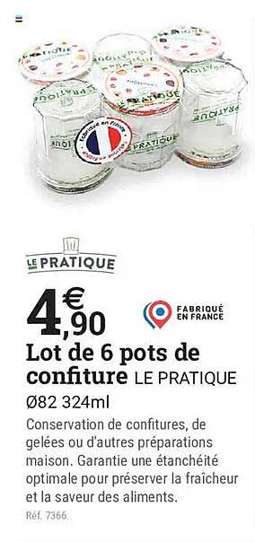Lot de 6 pots de confiture LE PRATIQUE