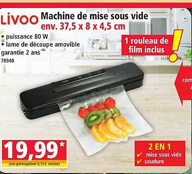 Machine de mise sous vide env. 37,5 x 8 x 4,5 cm