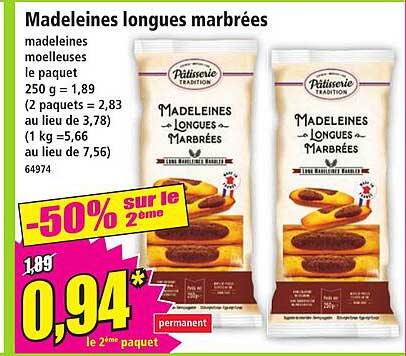 Madeleines longues marbrées