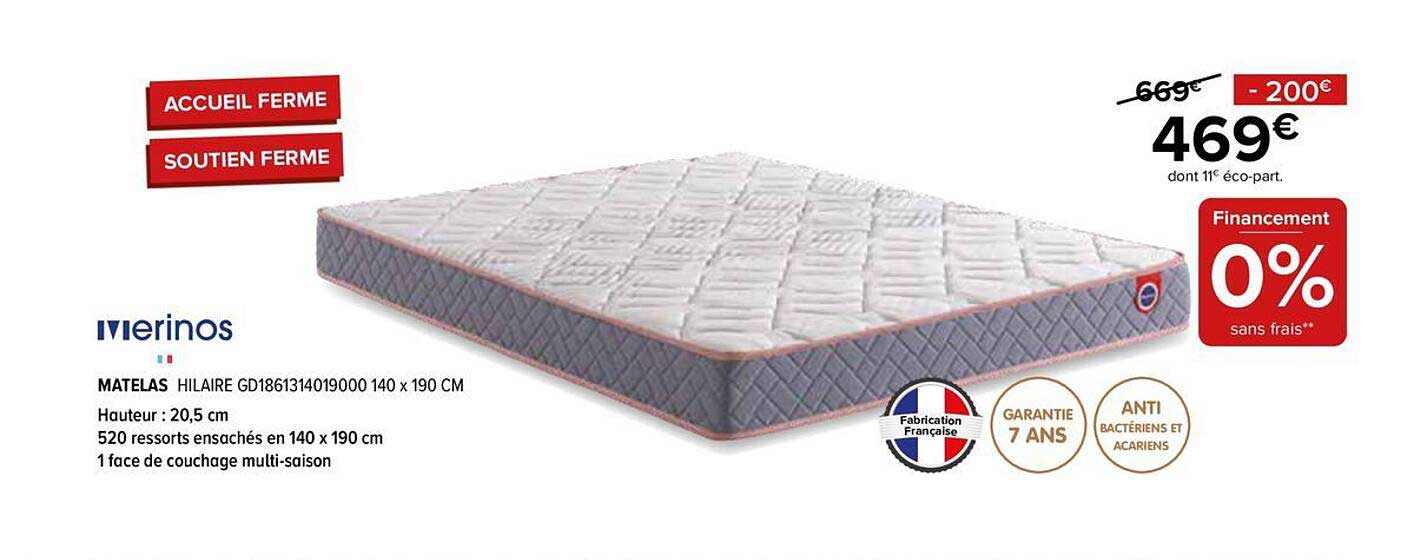 MATELAS HILAIRE GD1861314019000 140 x 190 CM