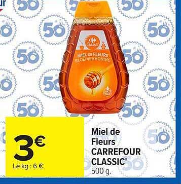 Miel de Fleurs CARREFOUR CLASSIC' 500 g.