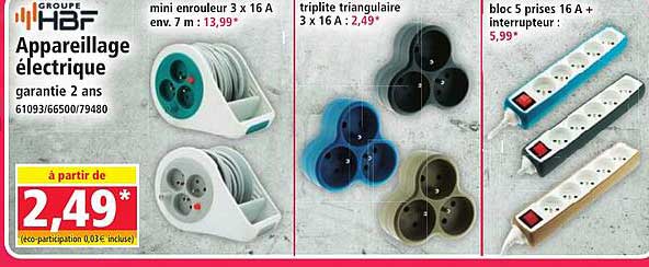 mini enrouleur 3 x 16 A env. 7 m : 13,99*