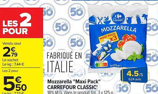 Mozzarella "Maxi Pack" CARREFOUR CLASSIC'