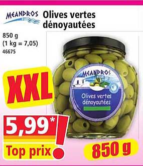 Olives vertes dénoyautées