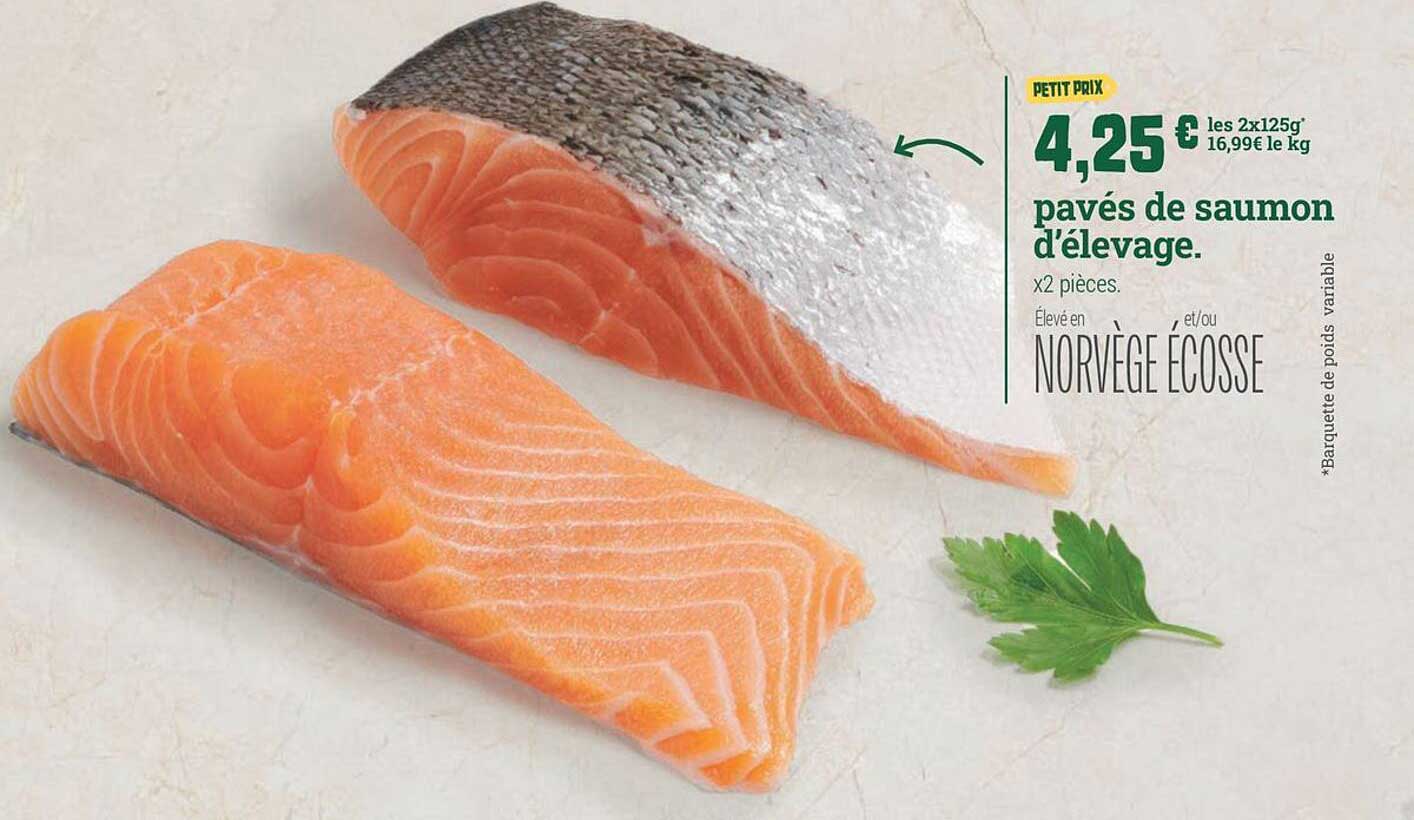 pavés de saumon d'élevage.